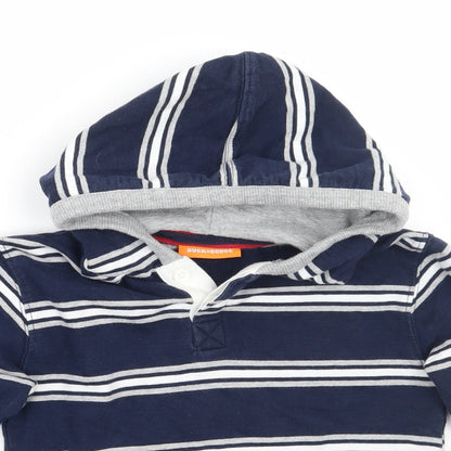 Duck & Dodge Boys Blue Striped  Pullover Hoodie Size 4 Years