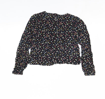 NEXT Girls Black Floral  Basic Blouse Size 10 Years