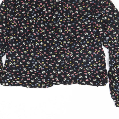 NEXT Girls Black Floral  Basic Blouse Size 10 Years