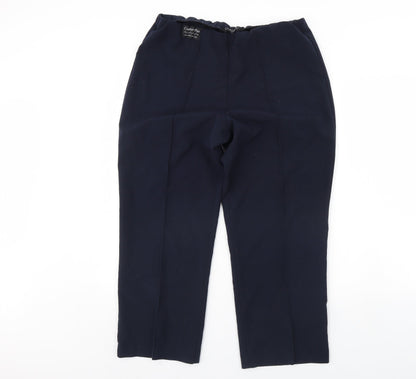 Womens UK Size 14 Classic Regular Fit Cropped Blue Trousers