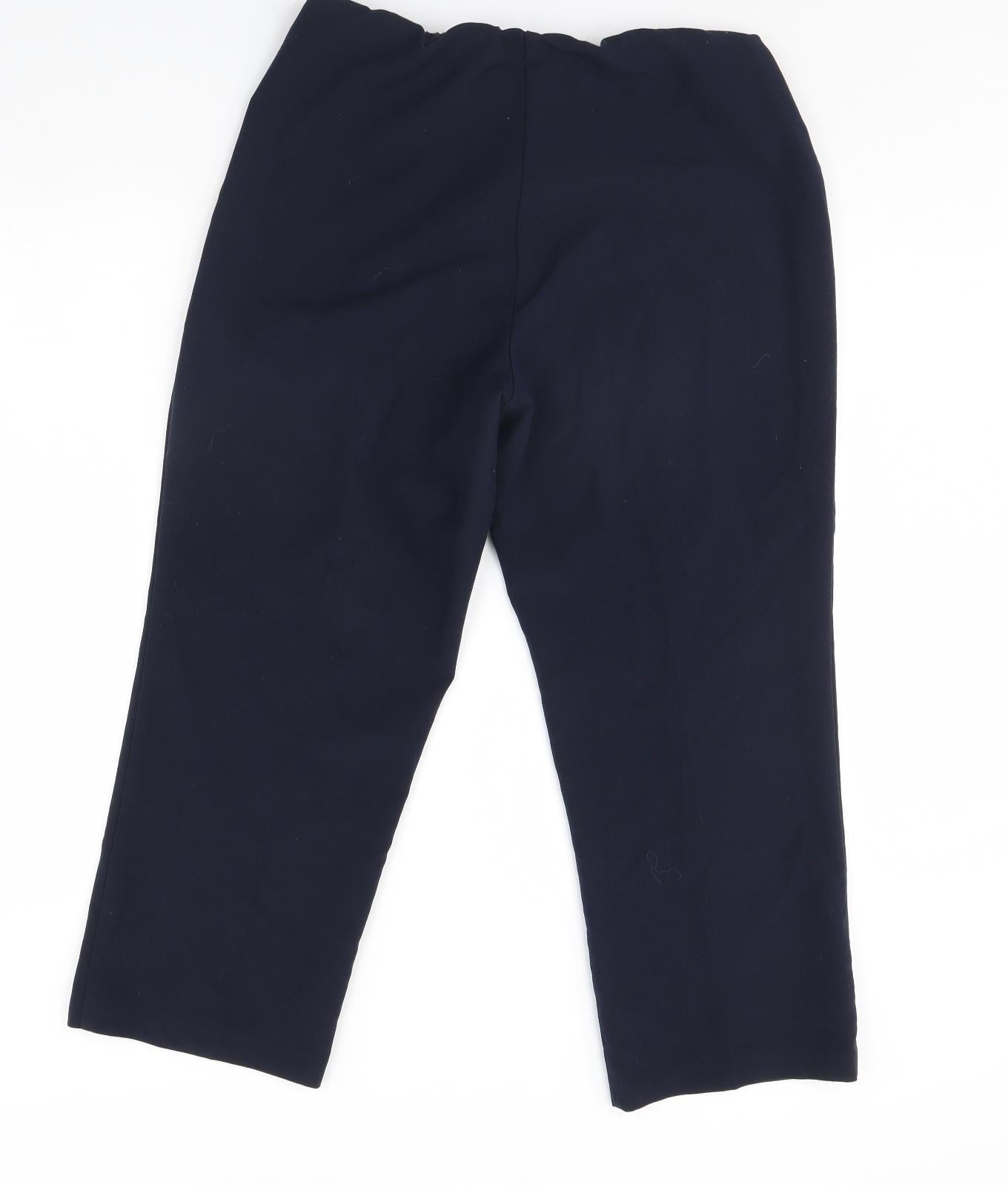 Womens UK Size 14 Classic Regular Fit Cropped Blue Trousers