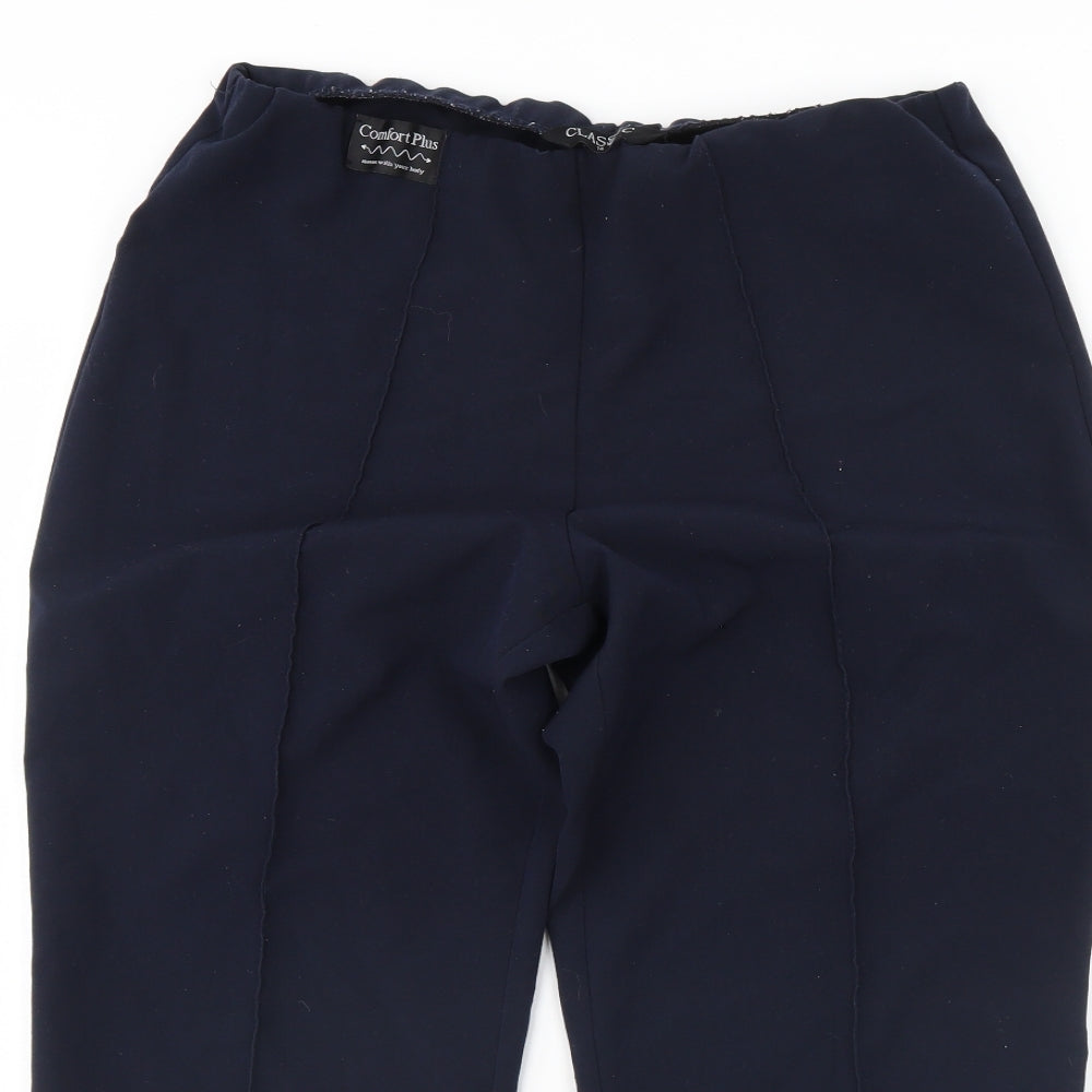 Womens UK Size 14 Classic Regular Fit Cropped Blue Trousers