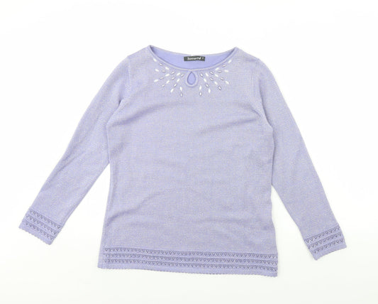 Womens UK Size S Bonmarché Purple Pullover Jumper
