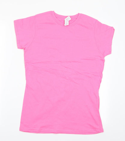 Womens UK Size  Gildan Pink Basic T-Shirt