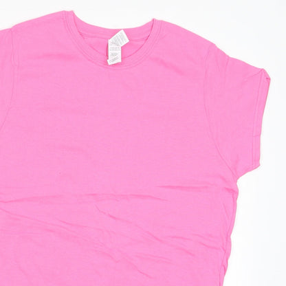 Womens UK Size  Gildan Pink Basic T-Shirt