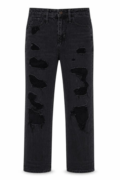 Hollister Girls Black   Straight Jeans  - Distressed Jeans