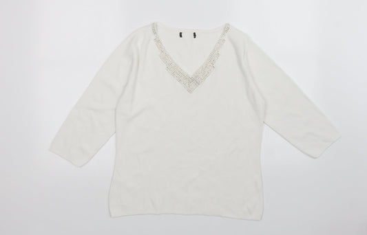 Womens UK Size S Sky White Pullover Jumper