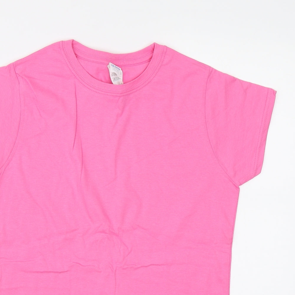 Womens UK Size M Gildan Pink Basic T-Shirt