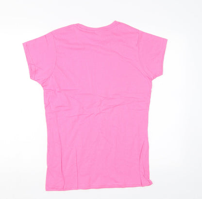 Womens UK Size L Gildan Pink Basic T-Shirt