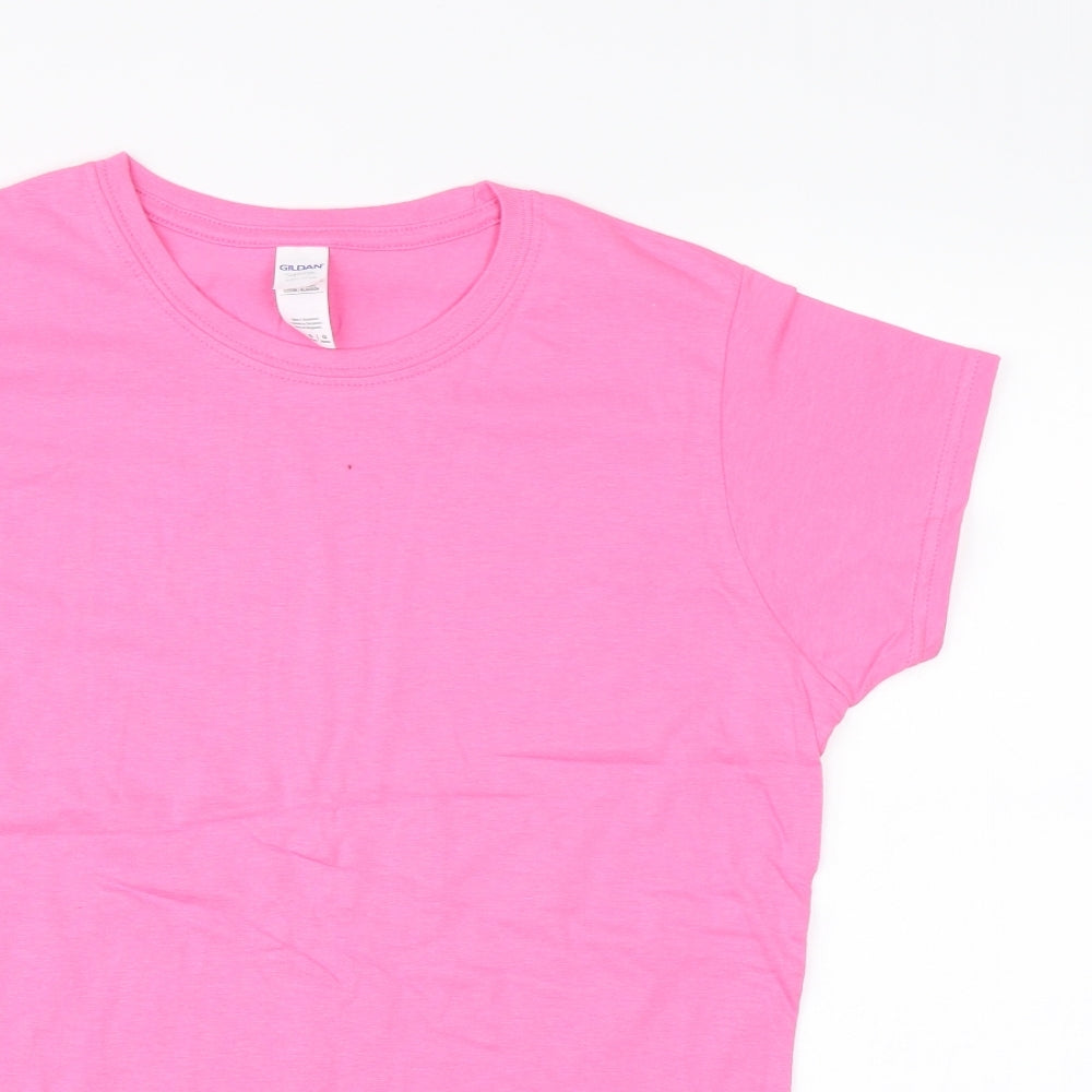 Womens UK Size L Gildan Pink Basic T-Shirt