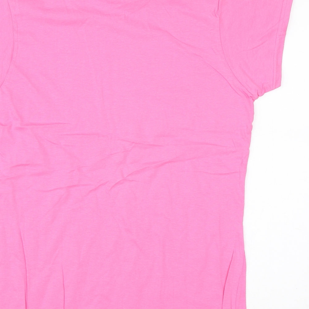 Womens UK Size L Gildan Pink Basic T-Shirt