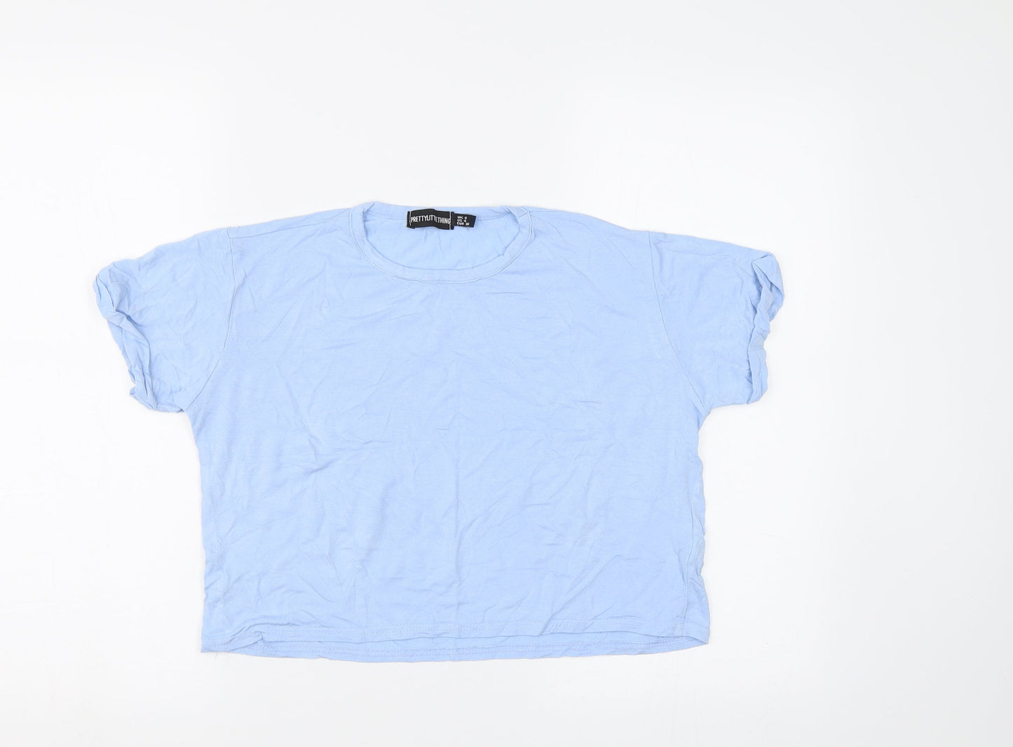 Womens UK Size 8 PRETTYLITTLETHING Blue Cropped Polo