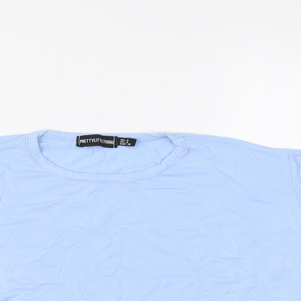 Womens UK Size 8 PRETTYLITTLETHING Blue Cropped Polo