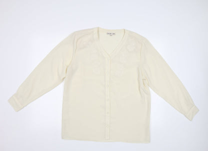Taylor X Two Womens Ivory Floral  Basic Blouse Size 14