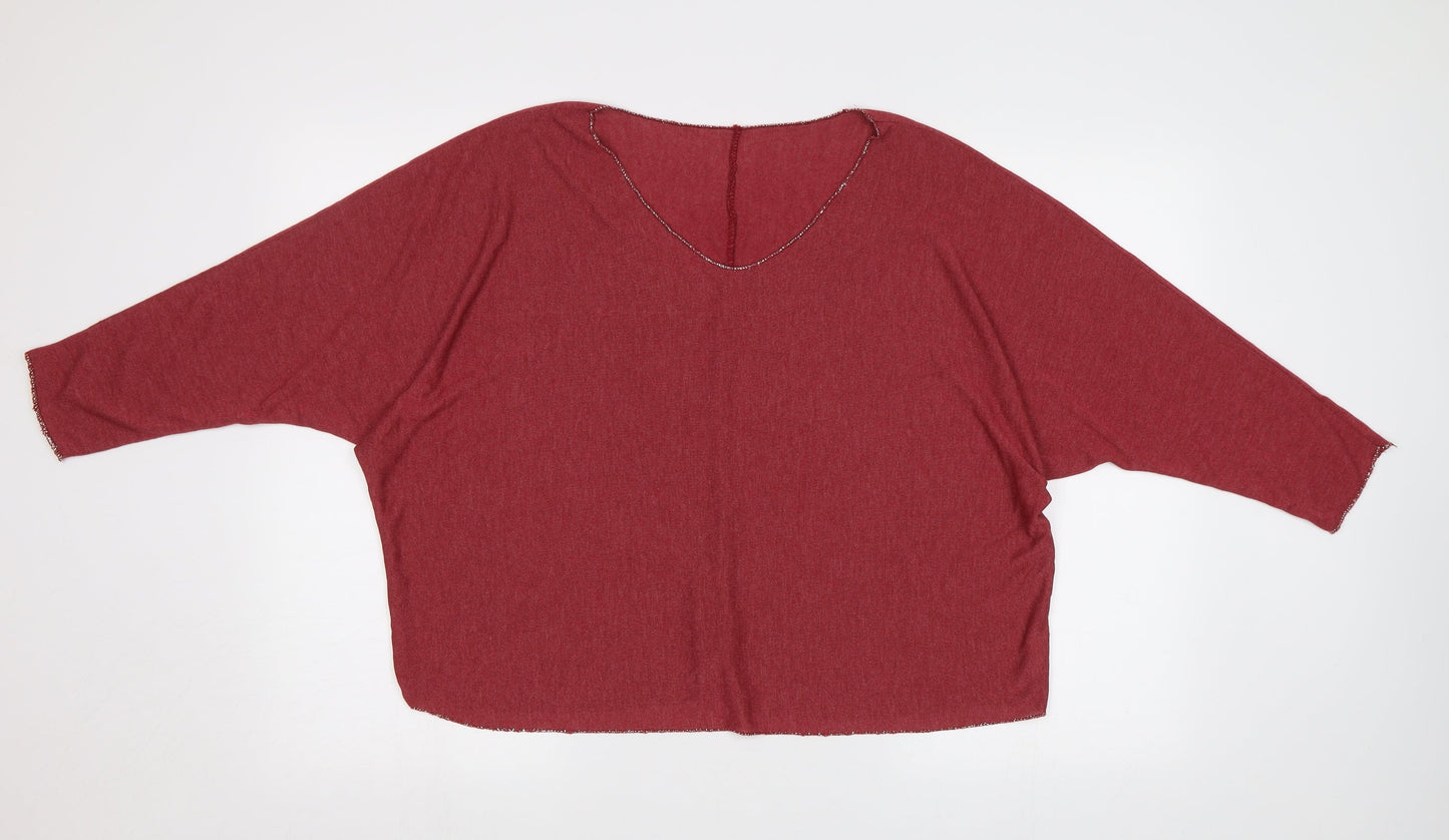 Womens UK Size XL Preworn Red Basic Blouse