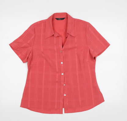 Womens UK Size 12 BM Pink Basic Button-Up
