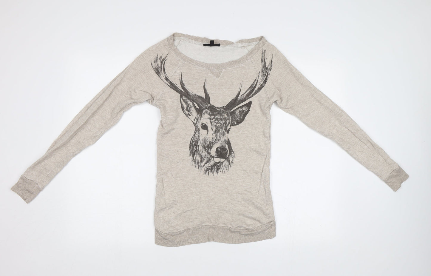 Warehouse Womens Beige   Henley Sweatshirt Size 6  - Stag