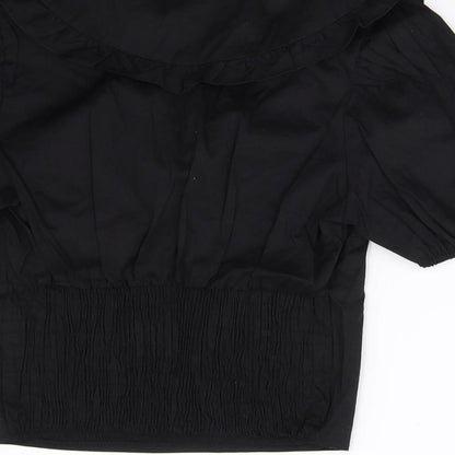 Womens UK Size 8 Preworn Black Basic Blouse