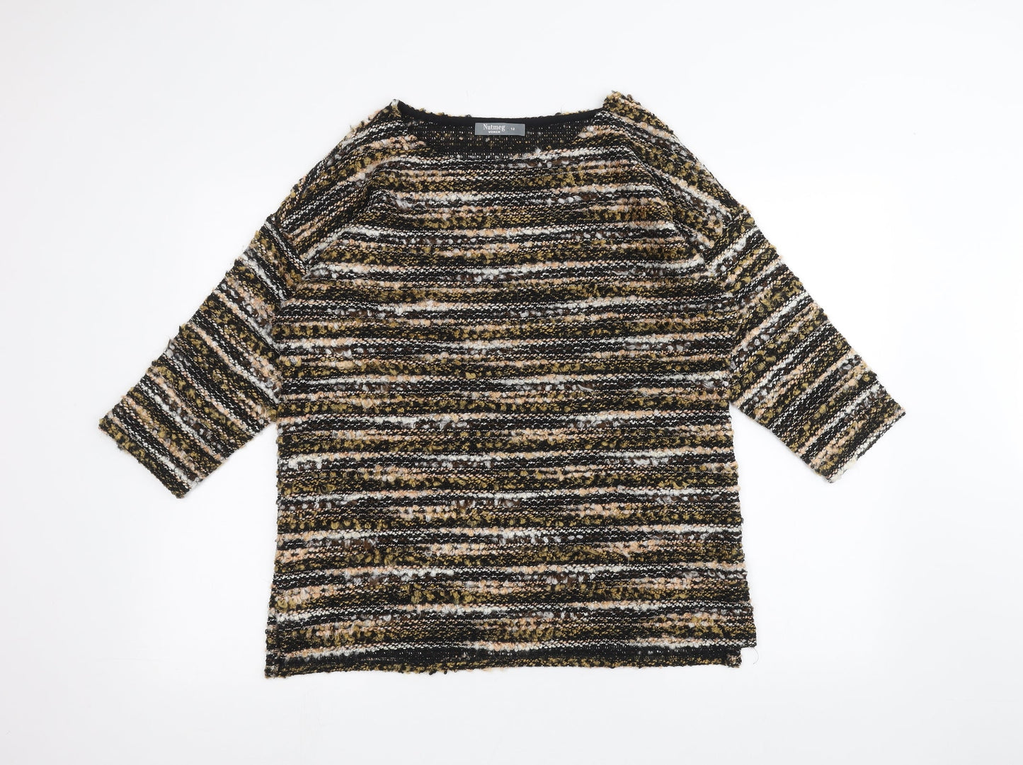 Nutmeg Womens Brown Striped  Pullover Jumper Size 12