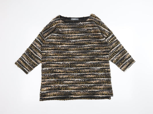 Nutmeg Womens Brown Striped  Pullover Jumper Size 12