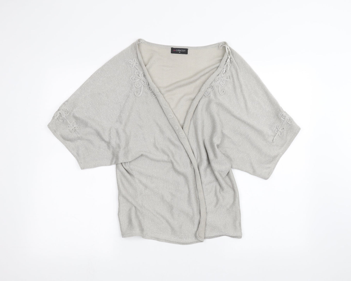 Womens UK Size M BM Silver Cardigan Jumper