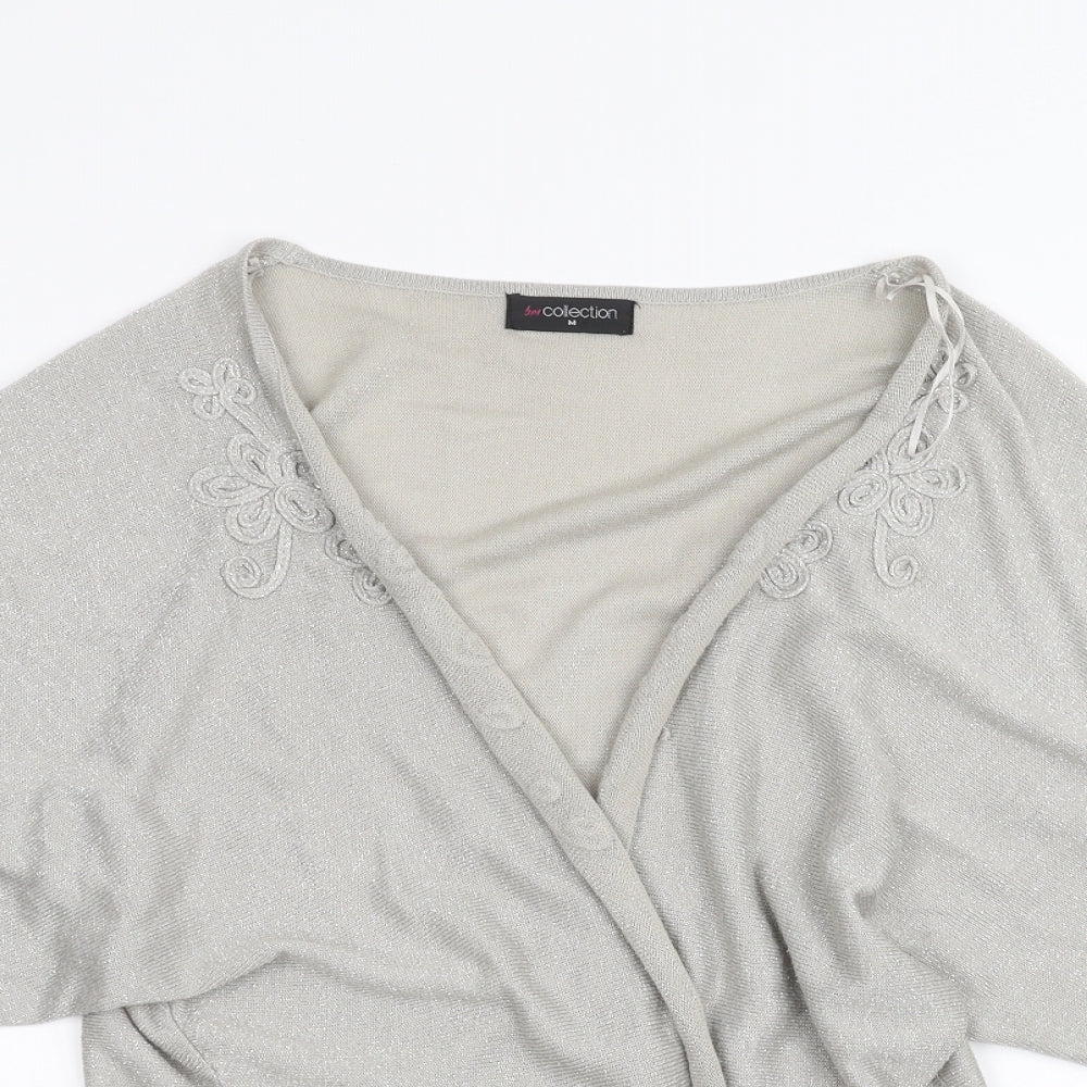 Womens UK Size M BM Silver Cardigan Jumper