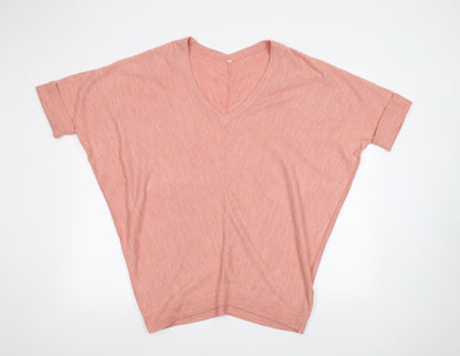 Womens UK Size 16 Note Pink Pullover Jumper