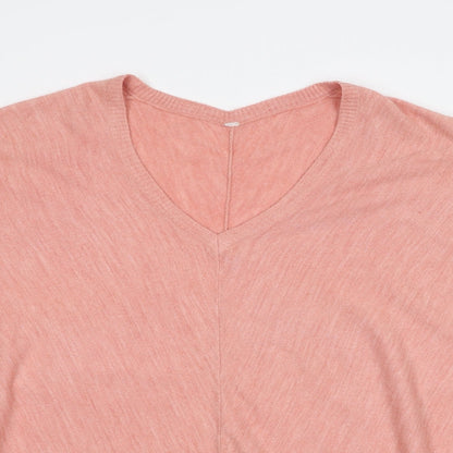 Womens UK Size 16 Note Pink Pullover Jumper