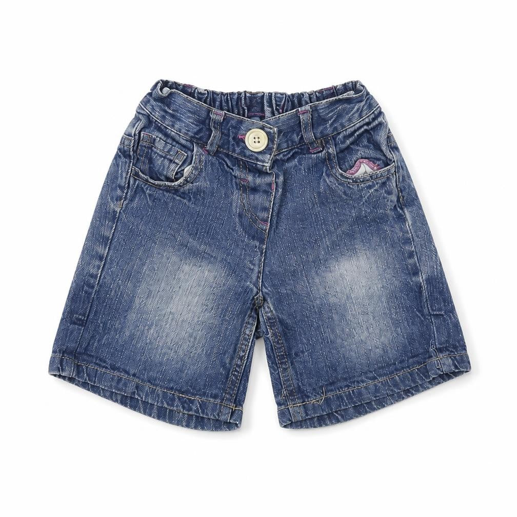 Front view of Early Days Baby Blue Cropped Jeans, size 18-24, Months