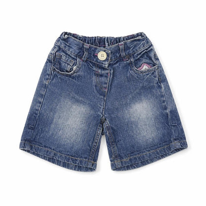 Front view of Early Days Baby Blue Cropped Jeans, size 18-24, Months