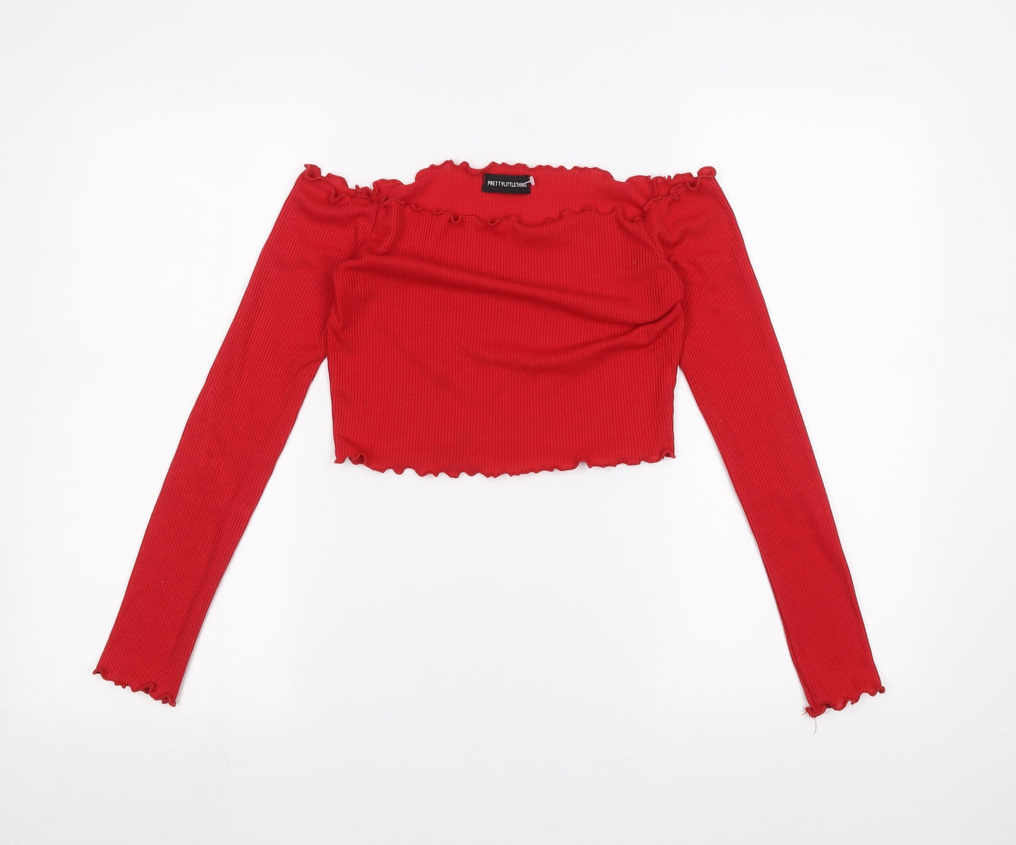Womens UK Size 8 PRETTYLITTLETHING Red Basic T-Shirt