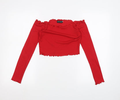 Womens UK Size 8 PRETTYLITTLETHING Red Basic T-Shirt