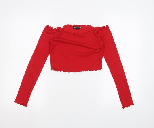 Womens UK Size 8 PRETTYLITTLETHING Red Basic T-Shirt