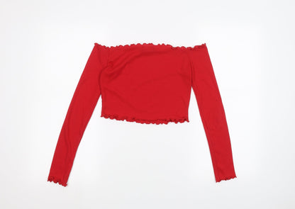 Womens UK Size 8 PRETTYLITTLETHING Red Basic T-Shirt