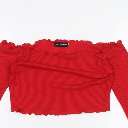Womens UK Size 8 PRETTYLITTLETHING Red Basic T-Shirt