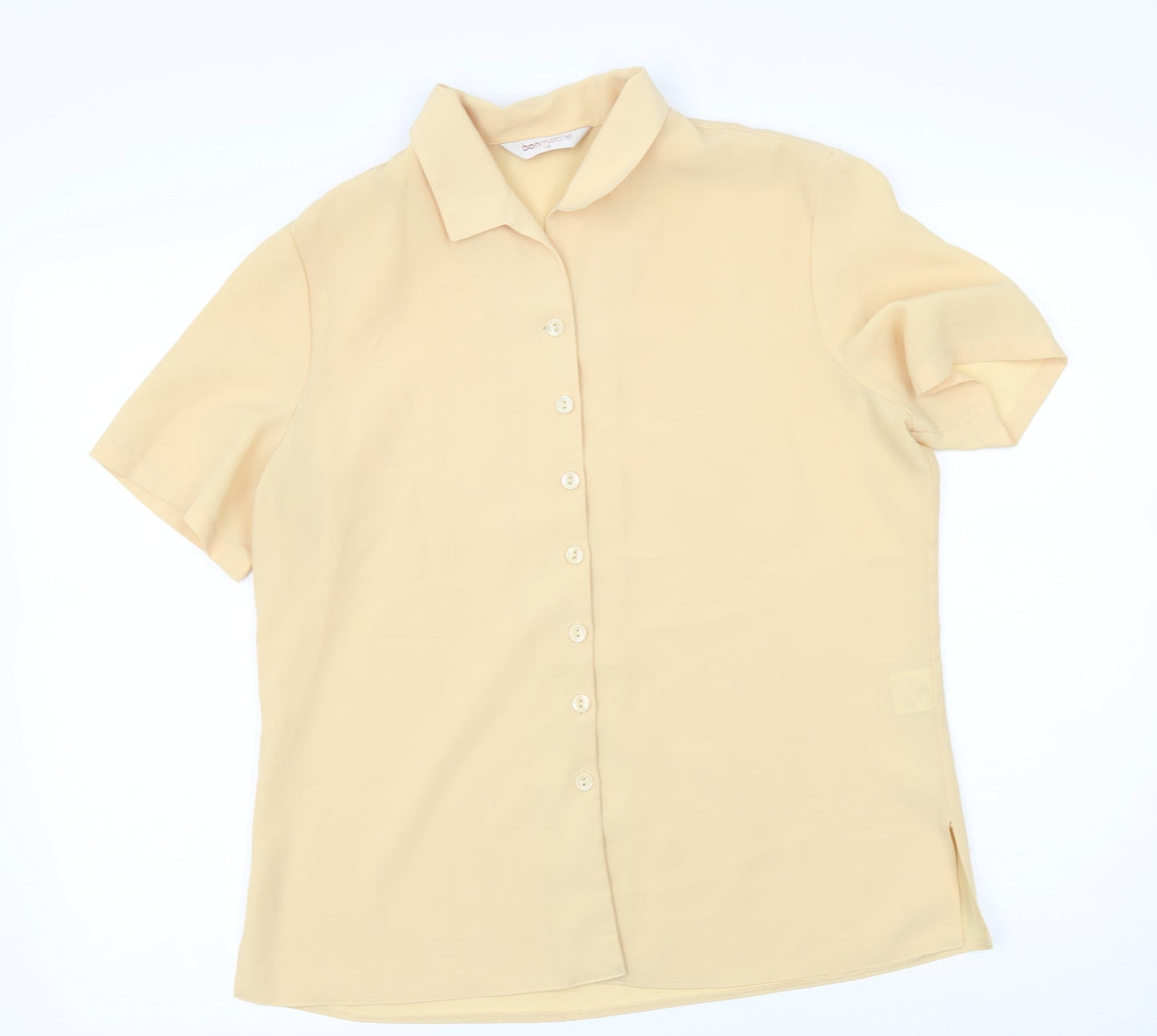 Womens UK Size 12 bonmarche Yellow Basic Button-Up