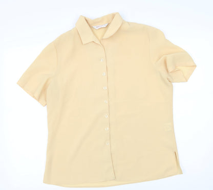 Womens UK Size 12 bonmarche Yellow Basic Button-Up
