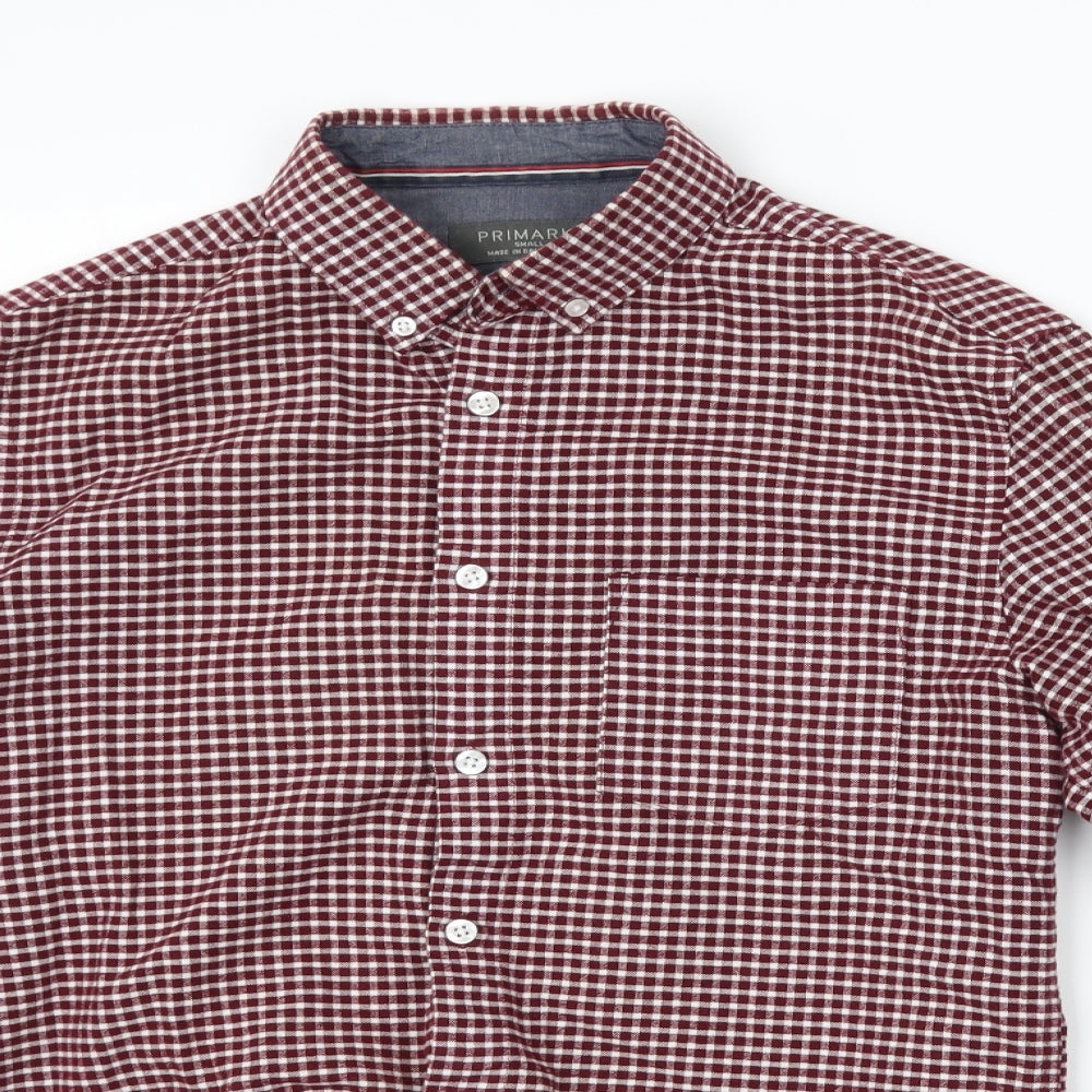 Primark Mens Red Plaid   Button-Up Size S