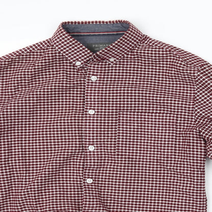 Primark Mens Red Plaid   Button-Up Size S