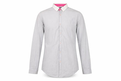 Mens UK Size 14 NEXT Grey  Button-Up Long Sleeve Casual Shirt