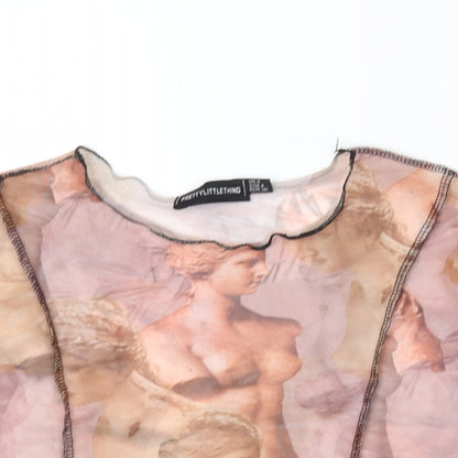 Womens UK Size 8 PRETTYLITTLETHING Beige Basic Blouse