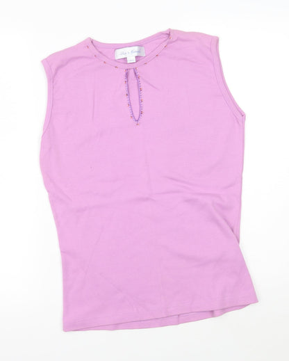 Womens UK Size 14 Pure & natural Purple Vest Jumper