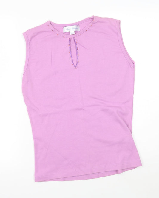 Womens UK Size 14 Pure & natural Purple Vest Jumper