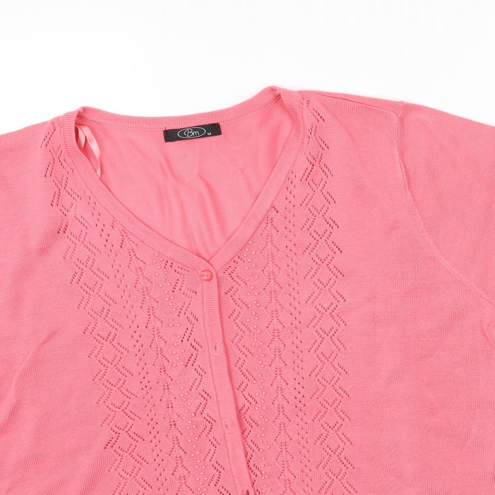 Womens UK Size M BM Pink Cardigan Jumper