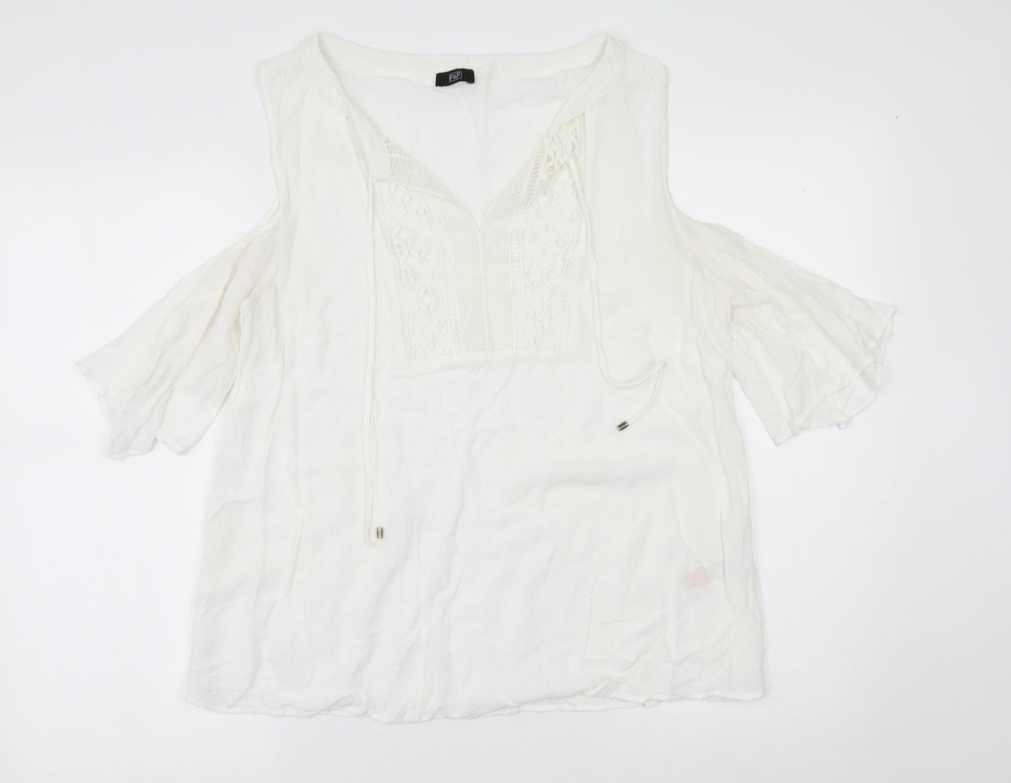 F&F Womens White   Basic Blouse Size 12  - shoulderless