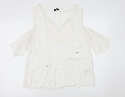 F&F Womens White   Basic Blouse Size 12  - shoulderless