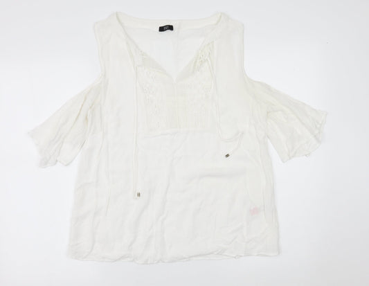 F&F Womens White   Basic Blouse Size 12  - shoulderless