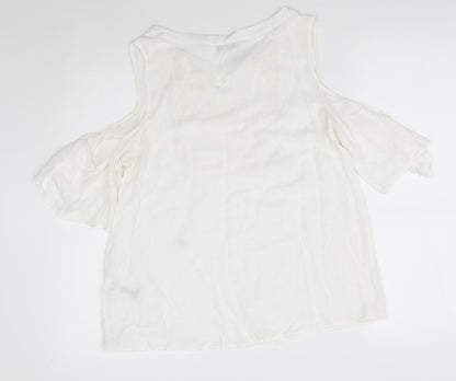 F&F Womens White   Basic Blouse Size 12  - shoulderless
