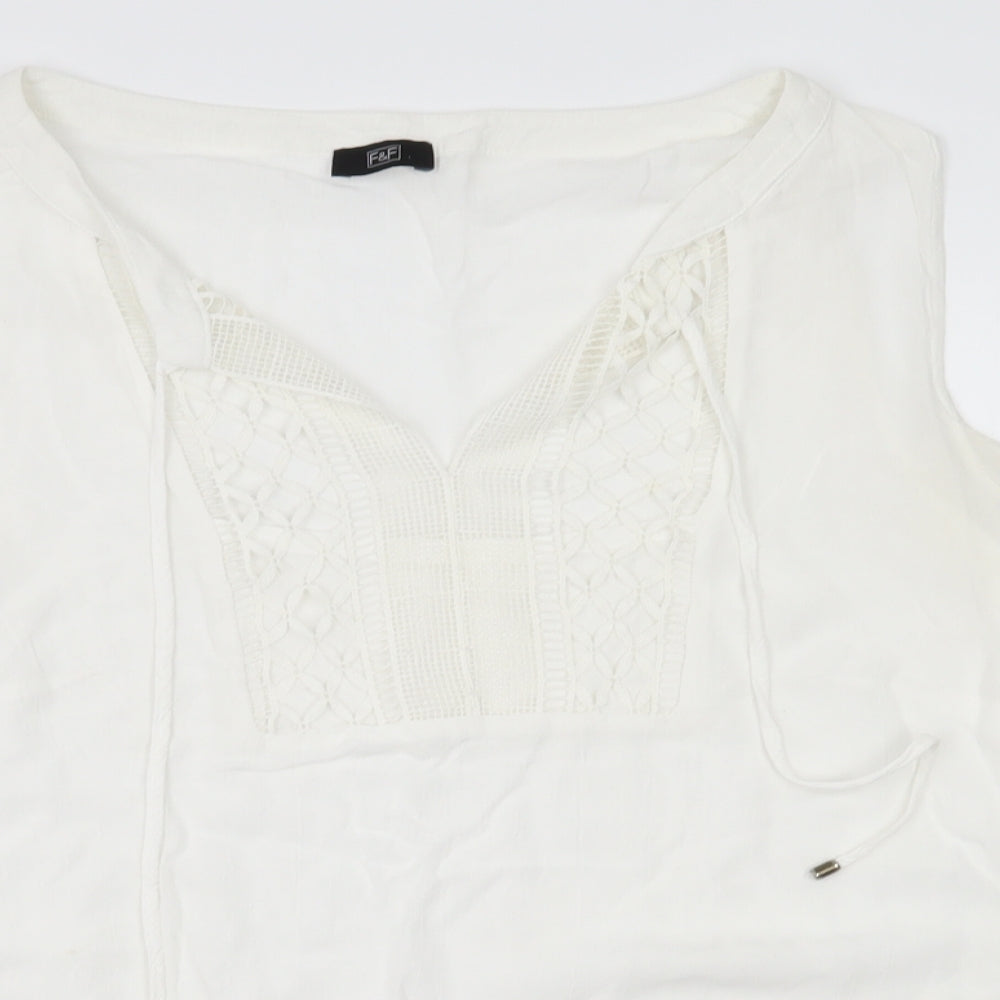 F&F Womens White   Basic Blouse Size 12  - shoulderless