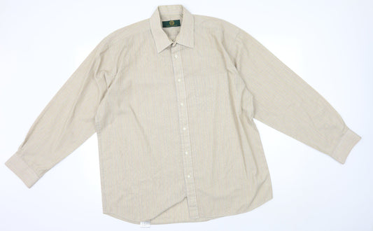 Mens UK Collar Size 16.5 greenwoods Smart Beige  Dress Shirt